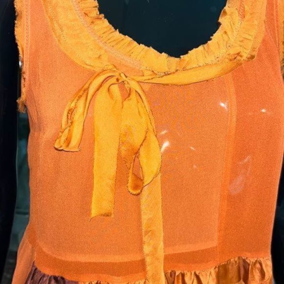 Anthropologie Floreat orange patchwork sheer sleeveless blouse size XS - Picture 12 of 15